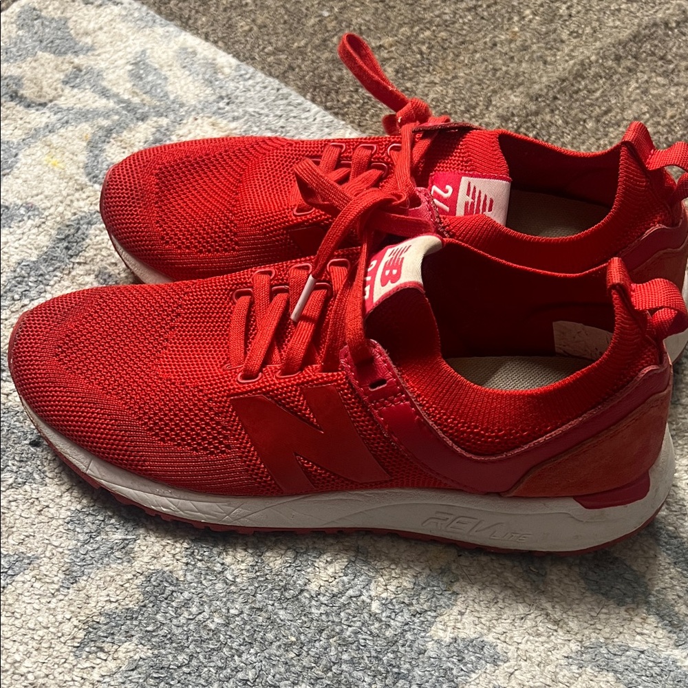 New Balance Red Athletic Mesh Sneakers with White Midsole